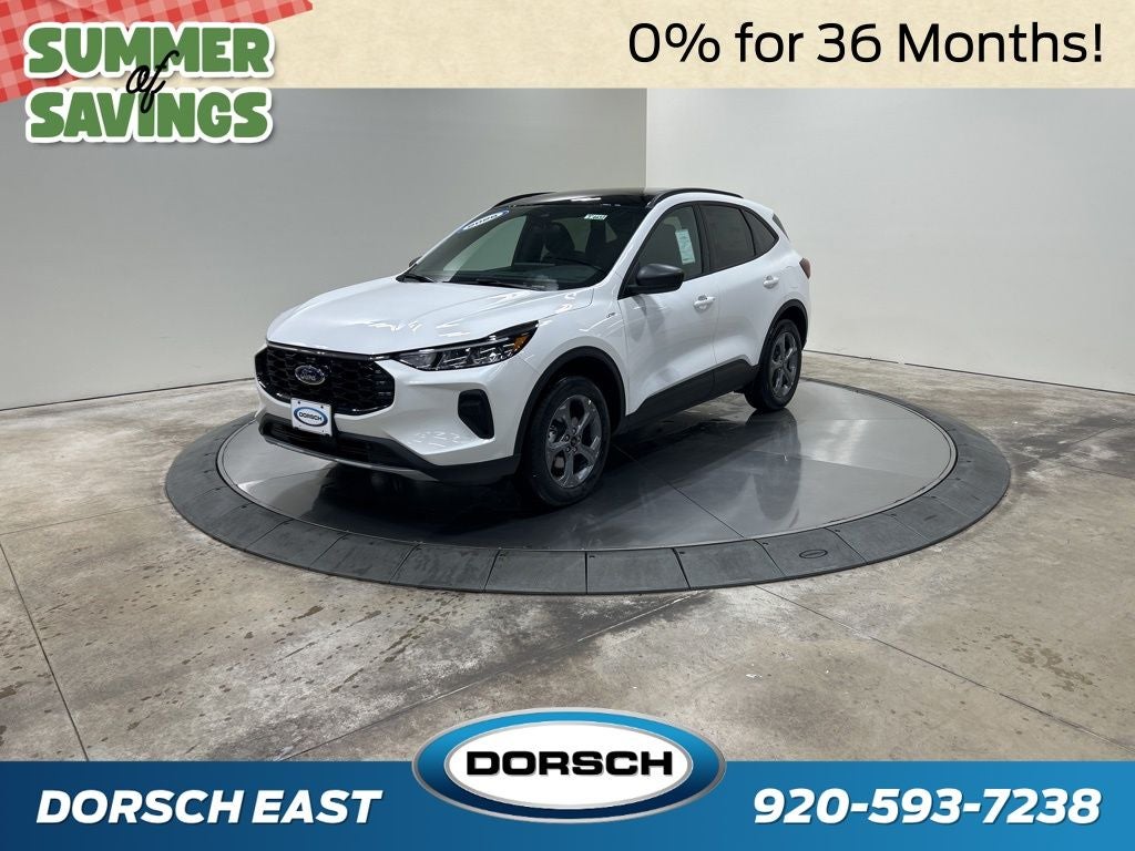 2026 Ford Escape ST-Line in Star White Metallic Tri-Coat — front three-quarter view