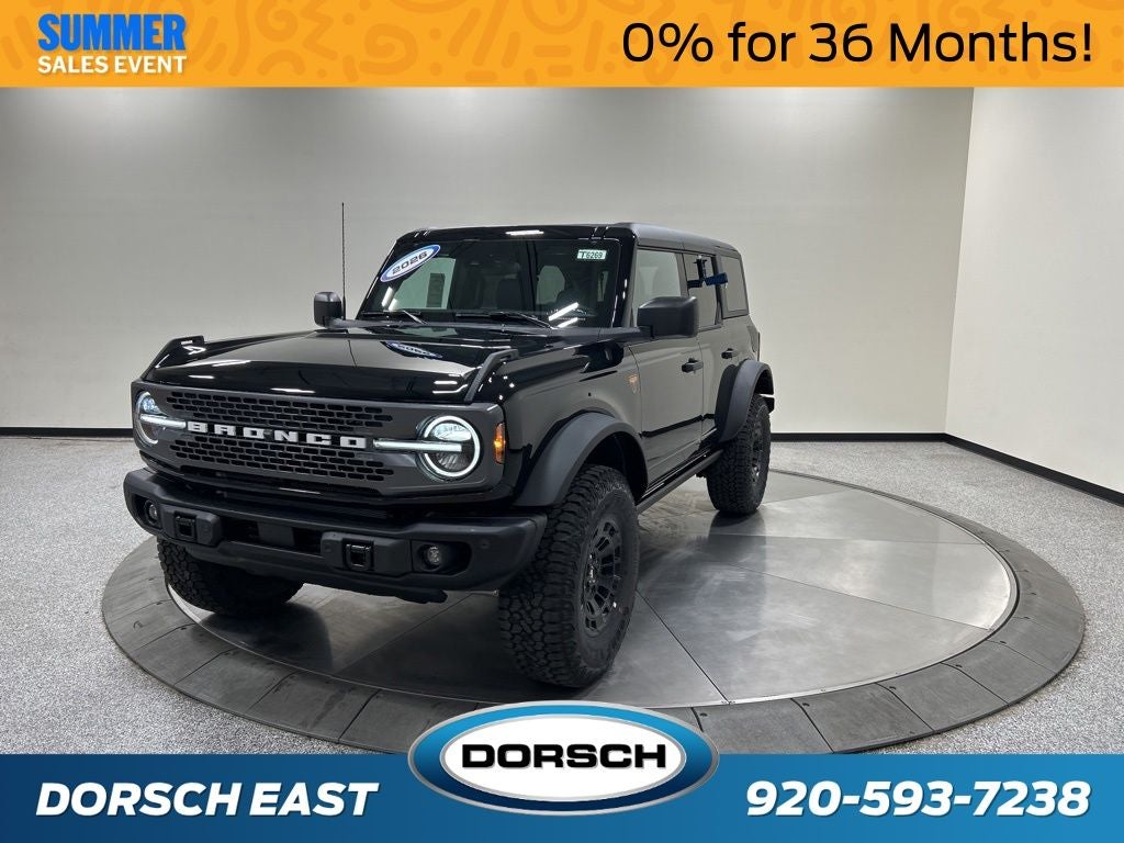 2026 Ford Bronco Badlands in Shadow Black — front three-quarter view