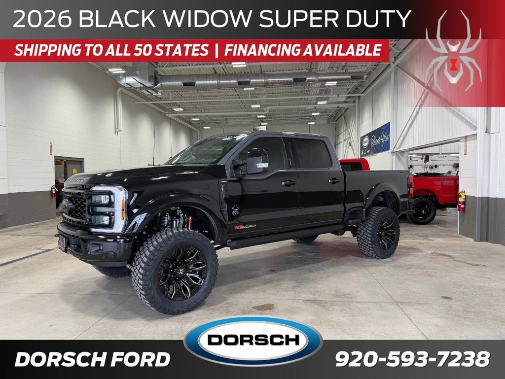 2026 Ford F-250SD Black Widow in Agate Black Metallic — front three-quarter view
