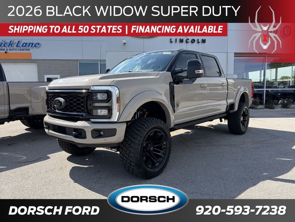 2026 Ford F-250SD Black Widow in Agate Black Metallic — front three-quarter view