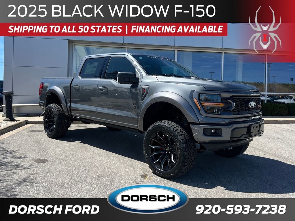 2025 Ford F-150 Black Widow in Carbonized Gray Metallic — front three-quarter view