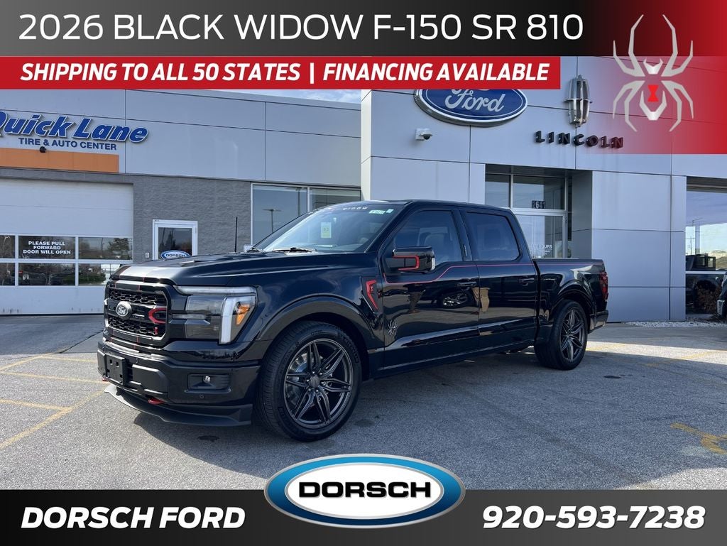 2026 Ford F-150 Black Widow SR 810 in Agate Black Metallic — front three-quarter view