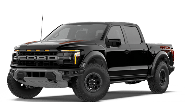 2026 Ford F-150 Raptor in Agate Black Metallic — front three-quarter view