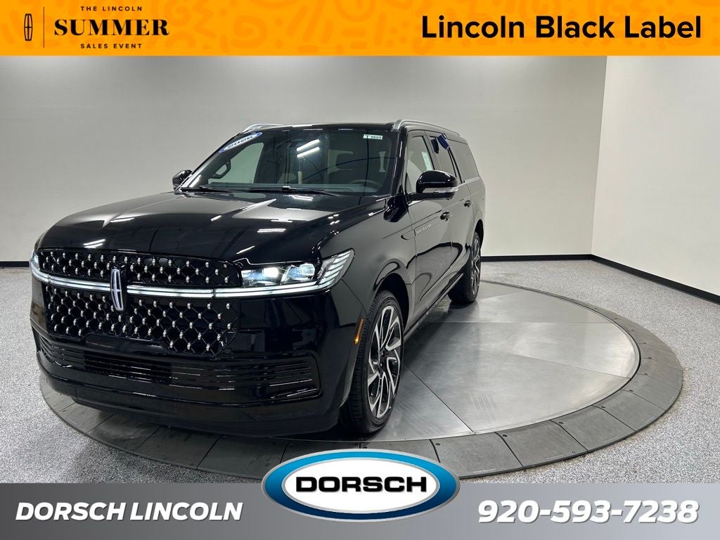 2026 Lincoln Navigator L Black Label in Infinite Black Metallic Clearcoat — front three-quarter view