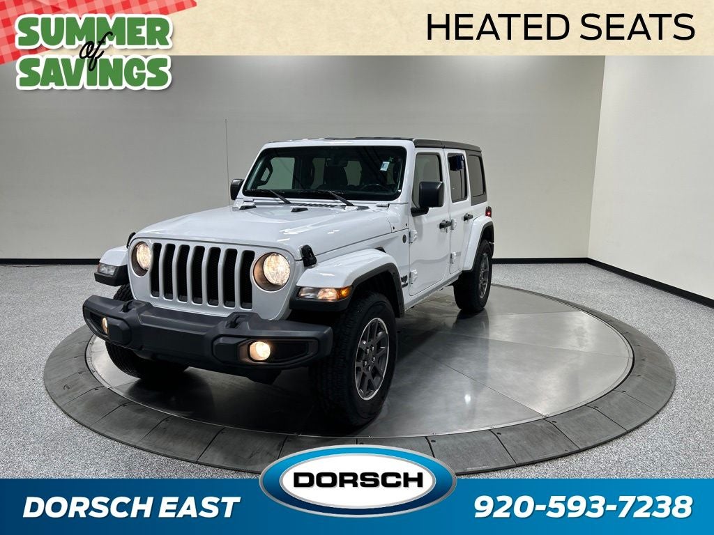 2021 Jeep Wrangler Unlimited Sport in Bright White Clearcoat — front three-quarter view