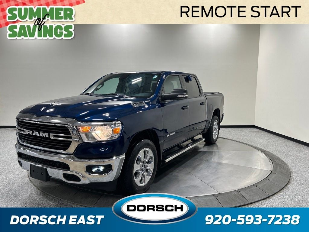 2021 RAM 1500 Big Horn/Lone Star in Patriot Blue Pearlcoat — front three-quarter view
