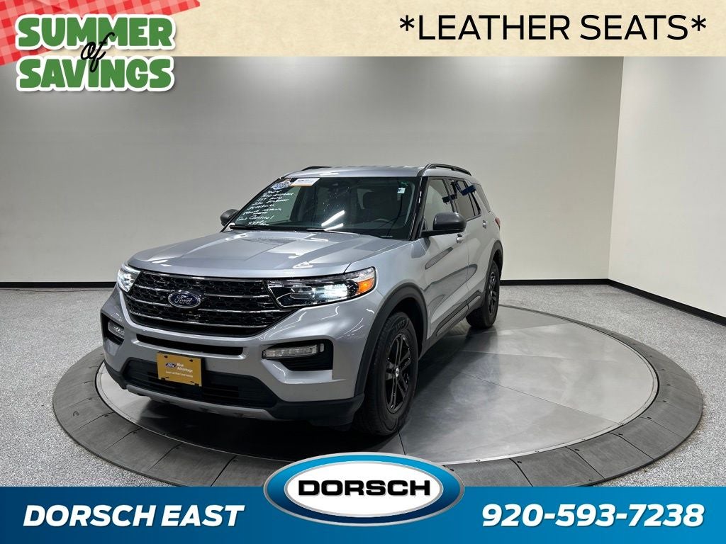 2024 Ford Explorer XLT in Iconic Silver Metallic — front three-quarter view