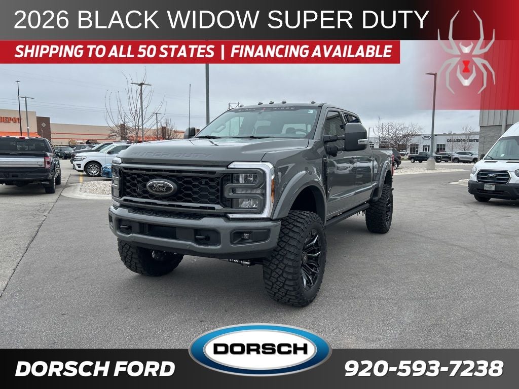 2026 Ford F-250SD Black Widow in Ceramic Gray — front three-quarter view