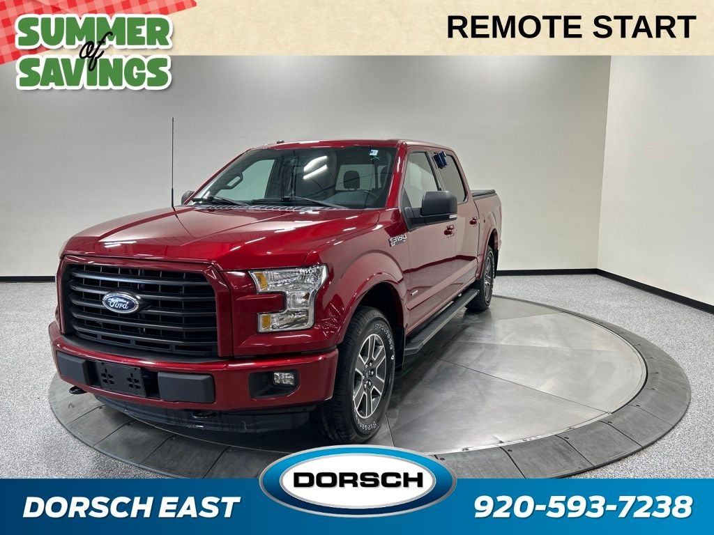 2016 Ford F-150 XLT in Ruby Red Metallic Tinted Clearcoat — front three-quarter view