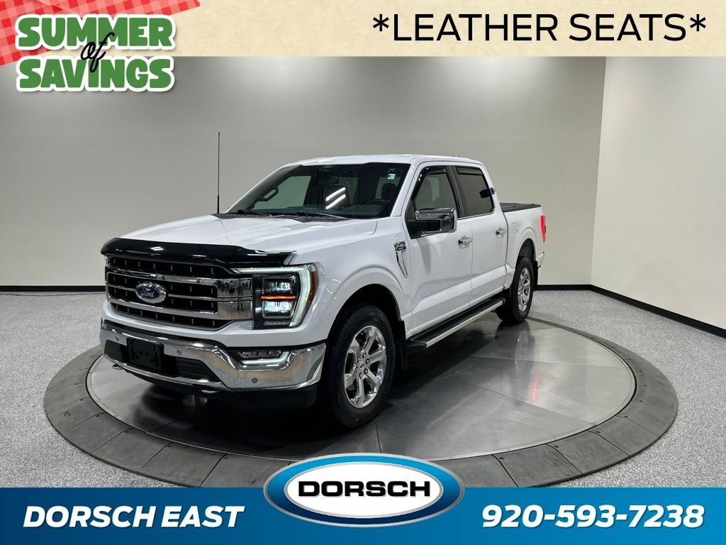 2022 Ford F-150 Lariat in Oxford White — front three-quarter view