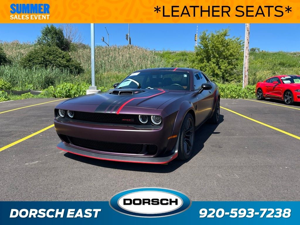 2022 Dodge Challenger R/T Scat Pack Widebody in Hellraisin — front three-quarter view