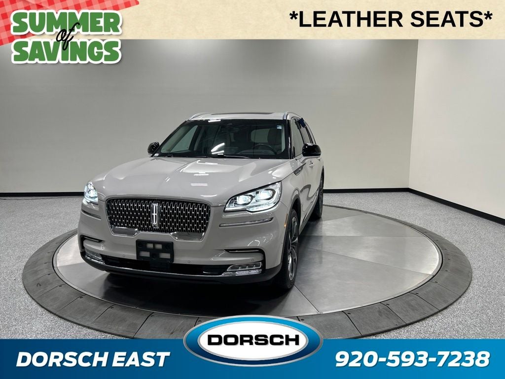 2022 Lincoln Aviator Reserve in Ceramic Pearl Metallic Tri-Coat — front three-quarter view