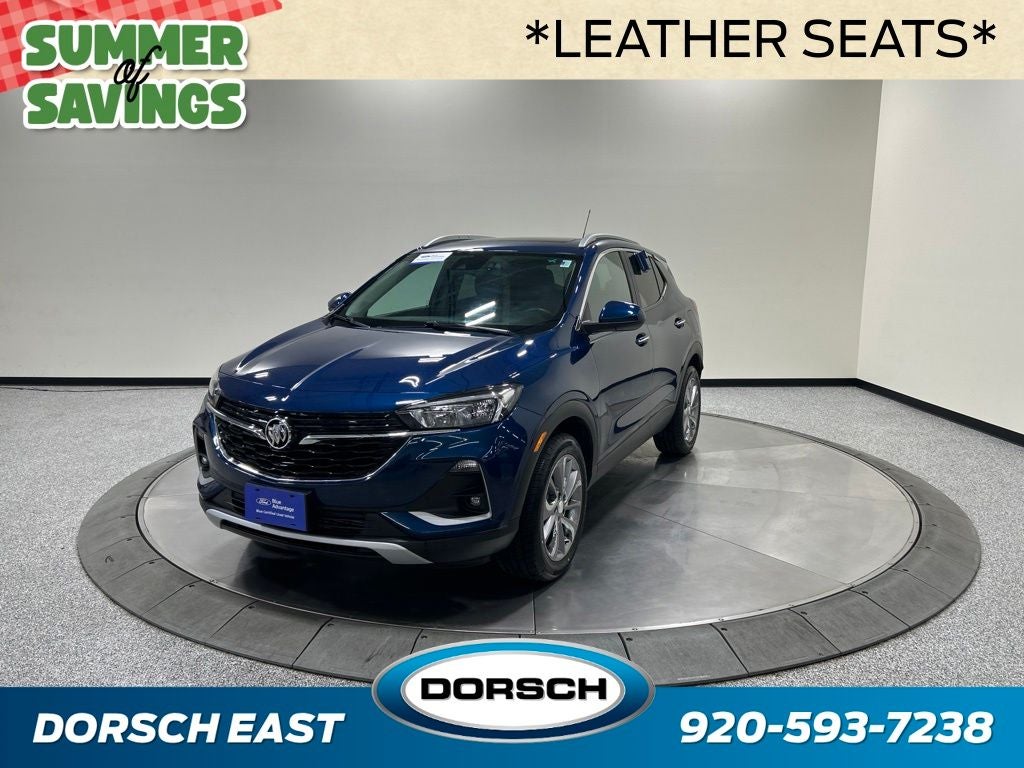 2021 Buick Encore GX Select in Deep Azure Metallic — front three-quarter view