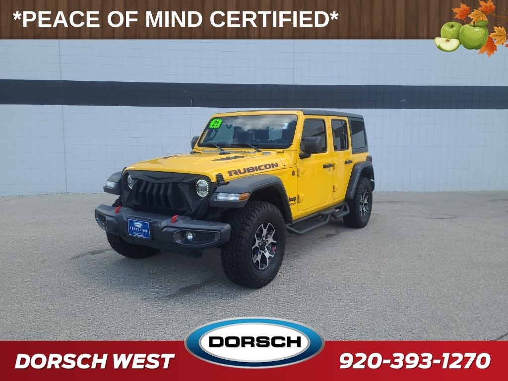 2021 Jeep Wrangler Unlimited Rubicon in Hellayella Clearcoat — front three-quarter view