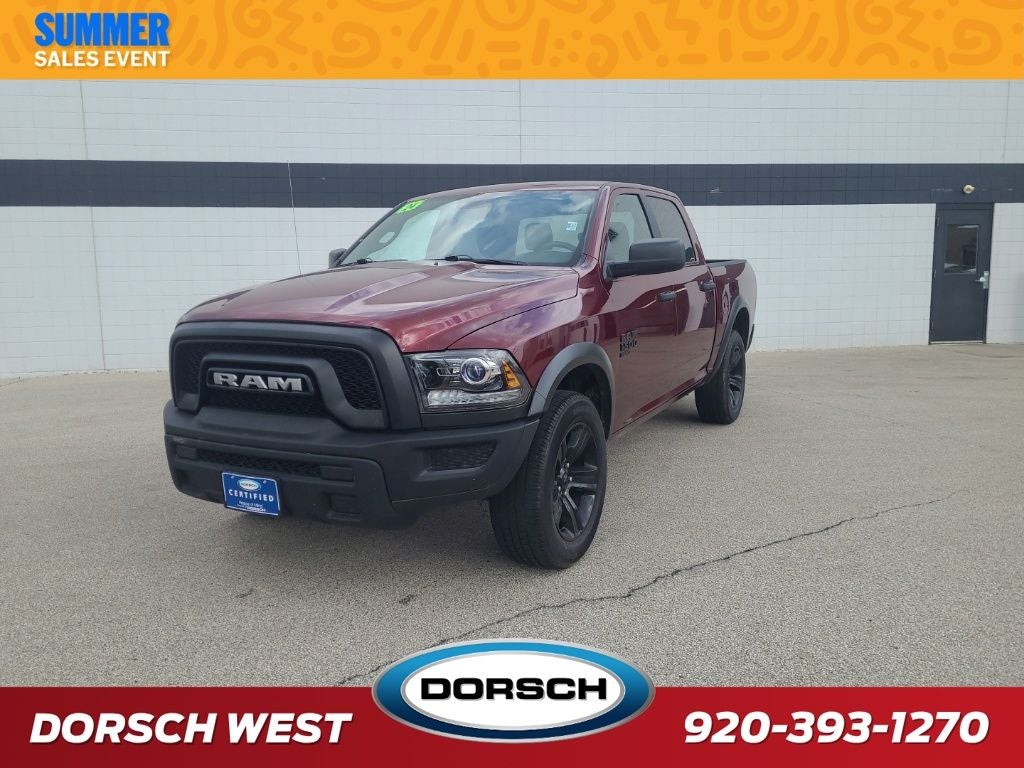 2024 RAM 1500 Classic Warlock in Delmonico Red Pearlcoat — front three-quarter view