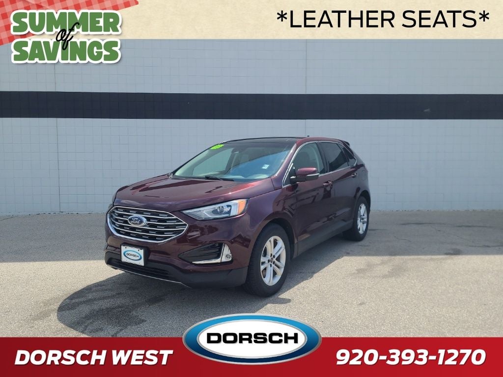 2019 Ford Edge SEL in Burgundy — front three-quarter view